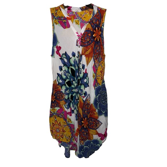 Seven Islands Dress Women Plus Size  3X Floral Swing MIDI High Low Resort Cruise - Picture 1 of 8